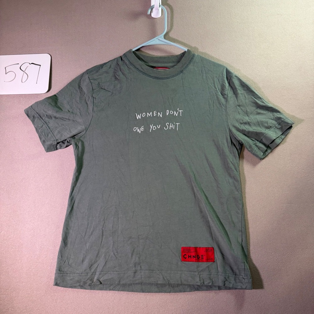CHNGE Women Don't Owe You Shit Organic Cotton Graphic T-Shirt Sage Green Small